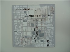 Stadt, 2012, Acrylmischtechnik, Collage, 50x50cm