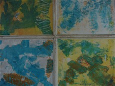 Durchsicht Rückblick, 2009, Fensterrahmen, gewachstes  Papier, Detail 1