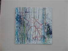 Linien 3, 2010, Acryl, Wachsstift, 30x30cm