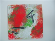 schwebend, 2012, Acrylmischtechnik, 50x50cm