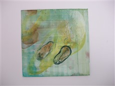 Samenkapseln  2, 2014, Acryl, Krakelee, 30x30cm