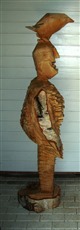 Vogelmann, 2007, Birkenholz, Kettensäge, Seitenansicht, 163x35x35cm