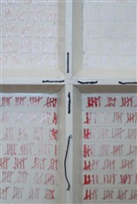 Im Fadenkreuz II, FensterSchauFenster, Okt.2011, weisse Seite, Detail, Ende d. Arbeit