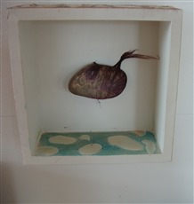 <center>Leben V / 2007<br />objet trouvé / Acrylfarbe<br />15x15cm</center>